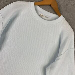 Comfrt Cloud Waffle Sweatshirt Unisex Medium M Blue Thermal Pullover Crewneck